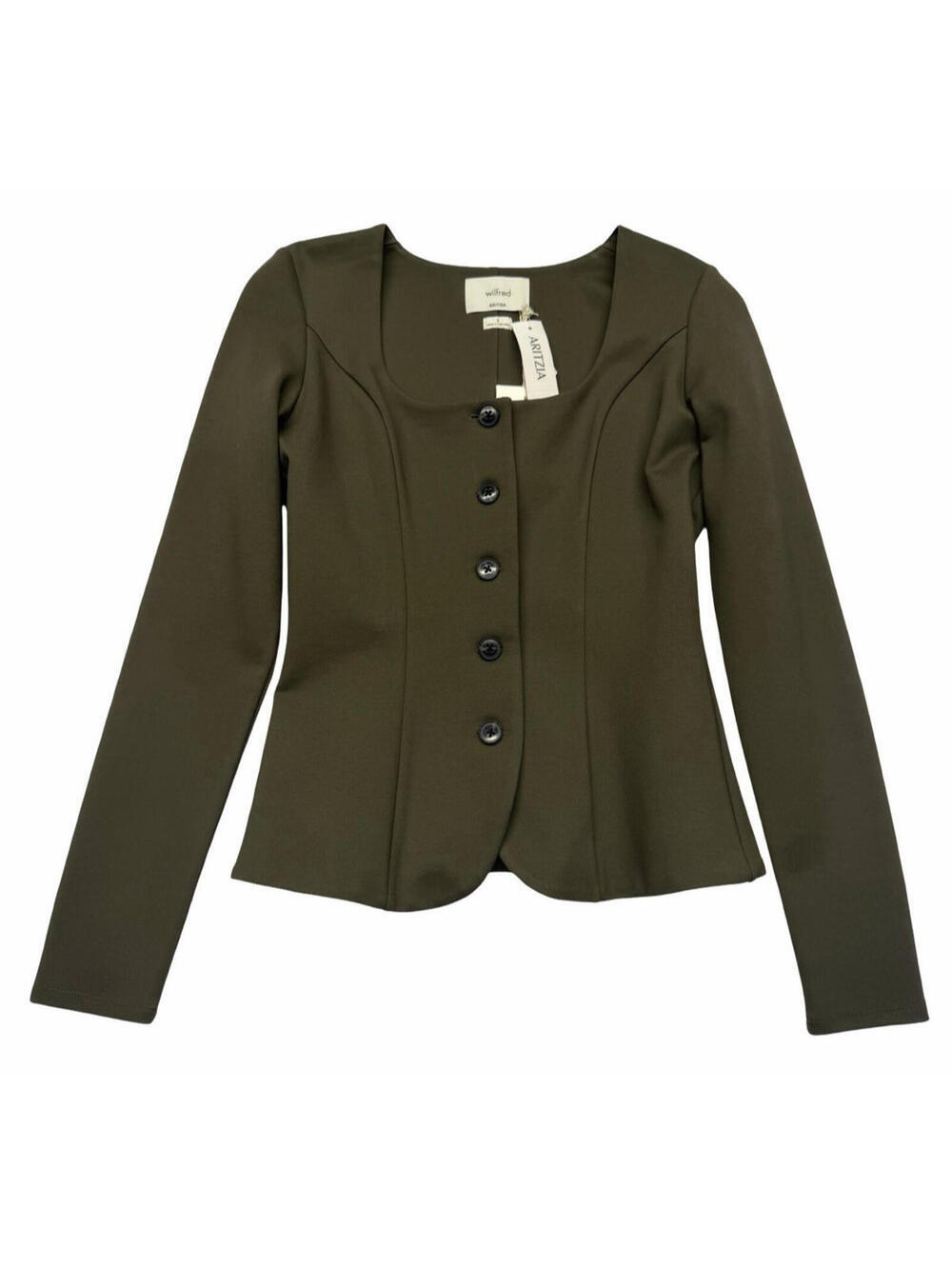 Aritzia Wilfred Felice Ponte Top Dark Olive Green Size US 2